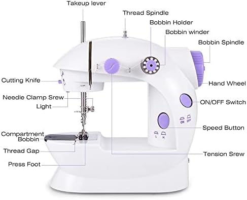WENMILY Tragbare Nähmaschine Mini-Nähmaschine Zweidraht-Zwei-Geschwindigkeits-Pedale Mini-Größe