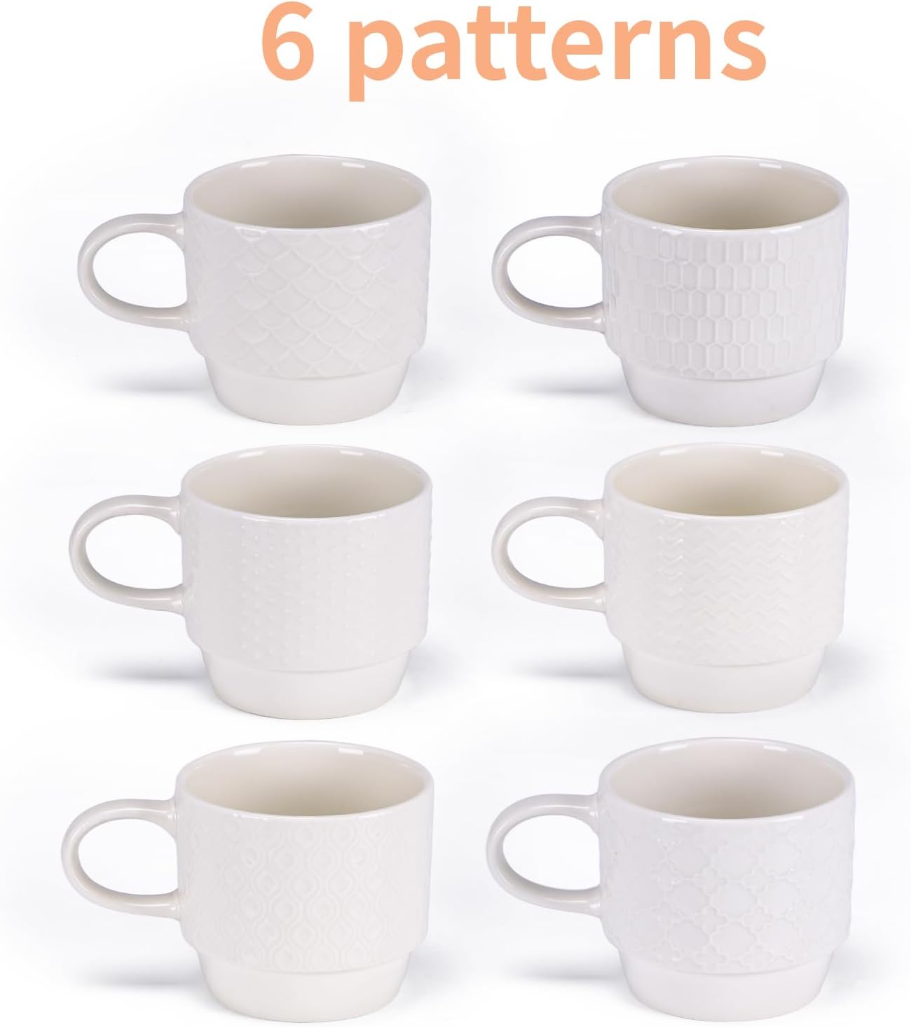 EYMPEU Kaffeetassen-Set – 6 elegante Bone-China-Tassen à 300 ml im Geschenkset