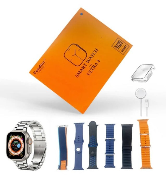 Fendior Smart Watch Ultra 2 mit 7 Armbändern, 49 mm, mit Silikon-Uhrenschutzhülle und Fitpro-App