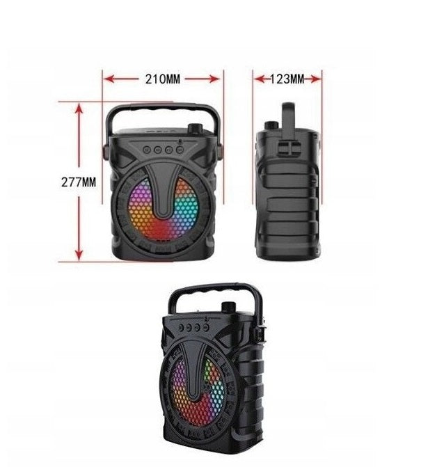 Mulin ZQS6127 LED RGB-Licht BT Karaoke Soundbox * Wiederaufladbar*  Subwoofer, Mikrofon, Karaoke, Bluetooth, FM Radio Party-Lautsprecher