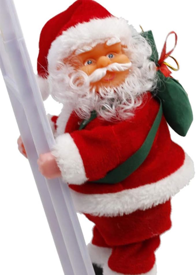Weihnachtsmann auf Leiter Elektrische Weihnachtsfiguren Kletternder Nikolaus Santa Crawl Indoor und Outdoor Weihnachtsdeko Figur