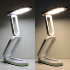 Dimmbare LED Schreibtischlampe USB & Akku betrieben I Faltbare Tischlampe 2 Modi Kalt- und Warm-Weiß