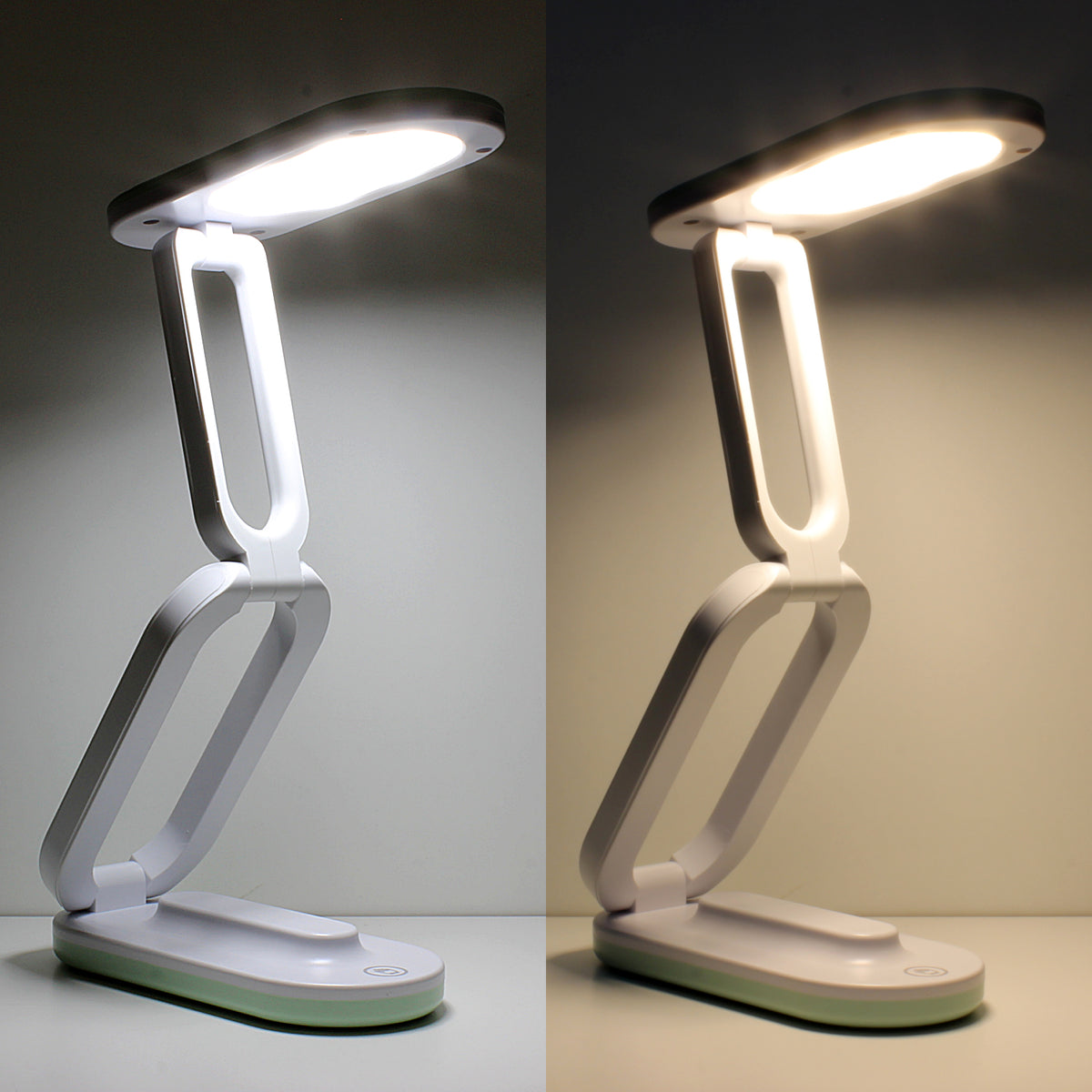 Dimmbare LED Schreibtischlampe USB & Akku betrieben I Faltbare Tischlampe 2 Modi Kalt- und Warm-Weiß