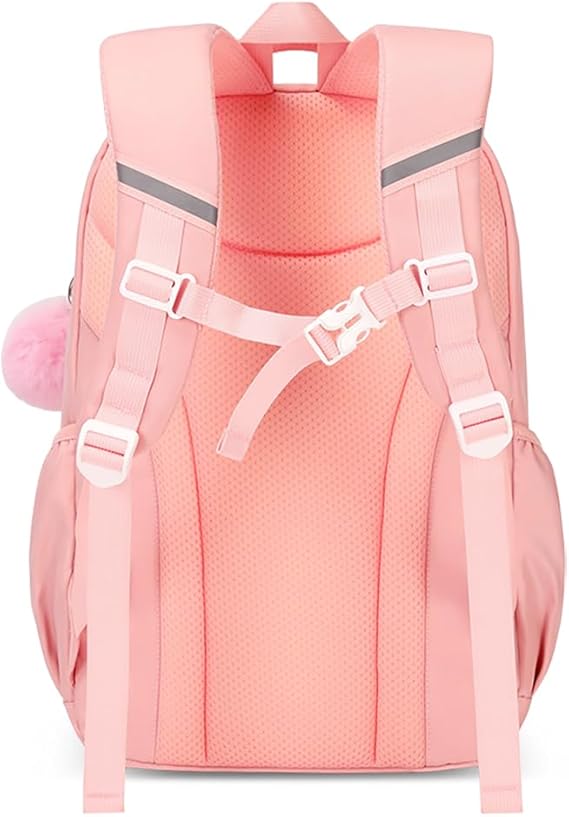 Niedlicher Rucksack für Mädchen, großes Fassungsvermögen, Schulranzen-Set mit Stifttasche und Plüschball, Schlüsselanhänger, süße Büchertasche für Kinder