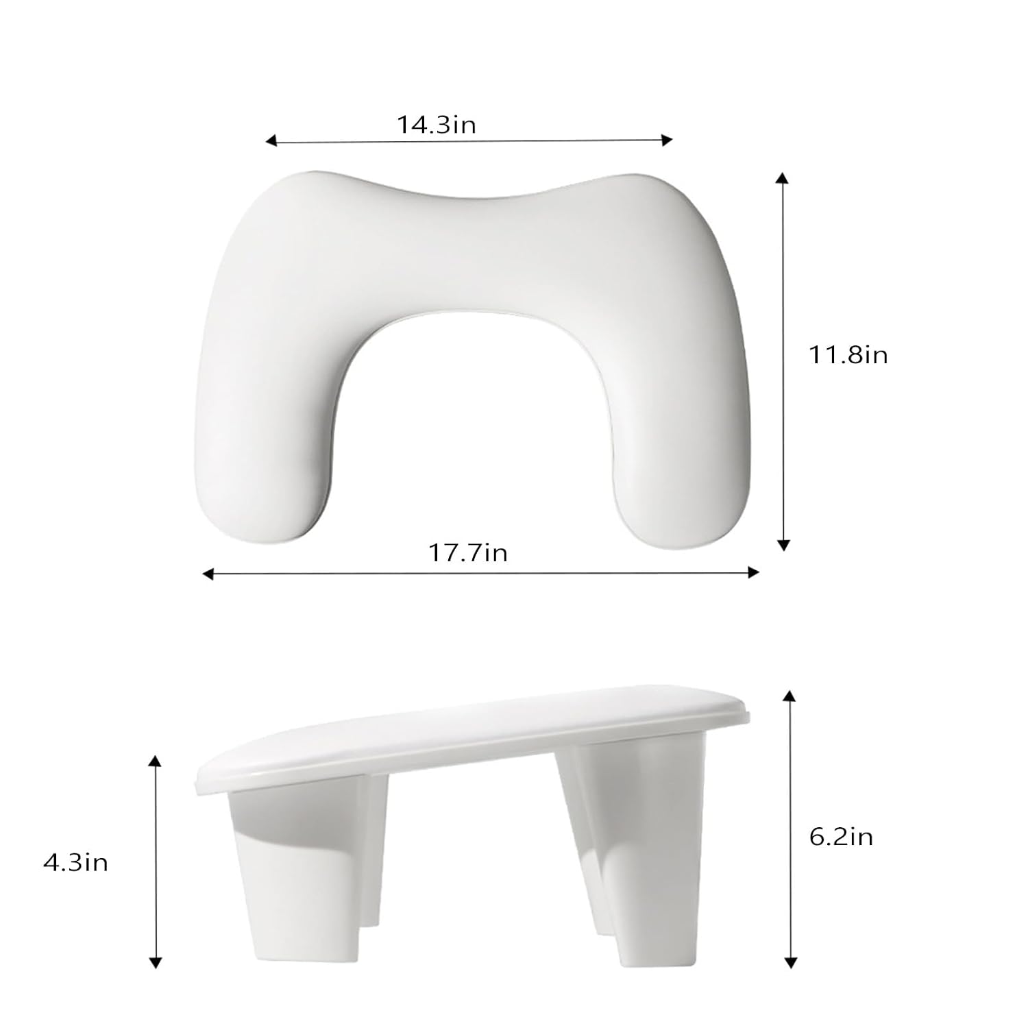 Nagelarmauflage / Armlehne für Nageldesign – U-Form | PU-Leder | Weiß
