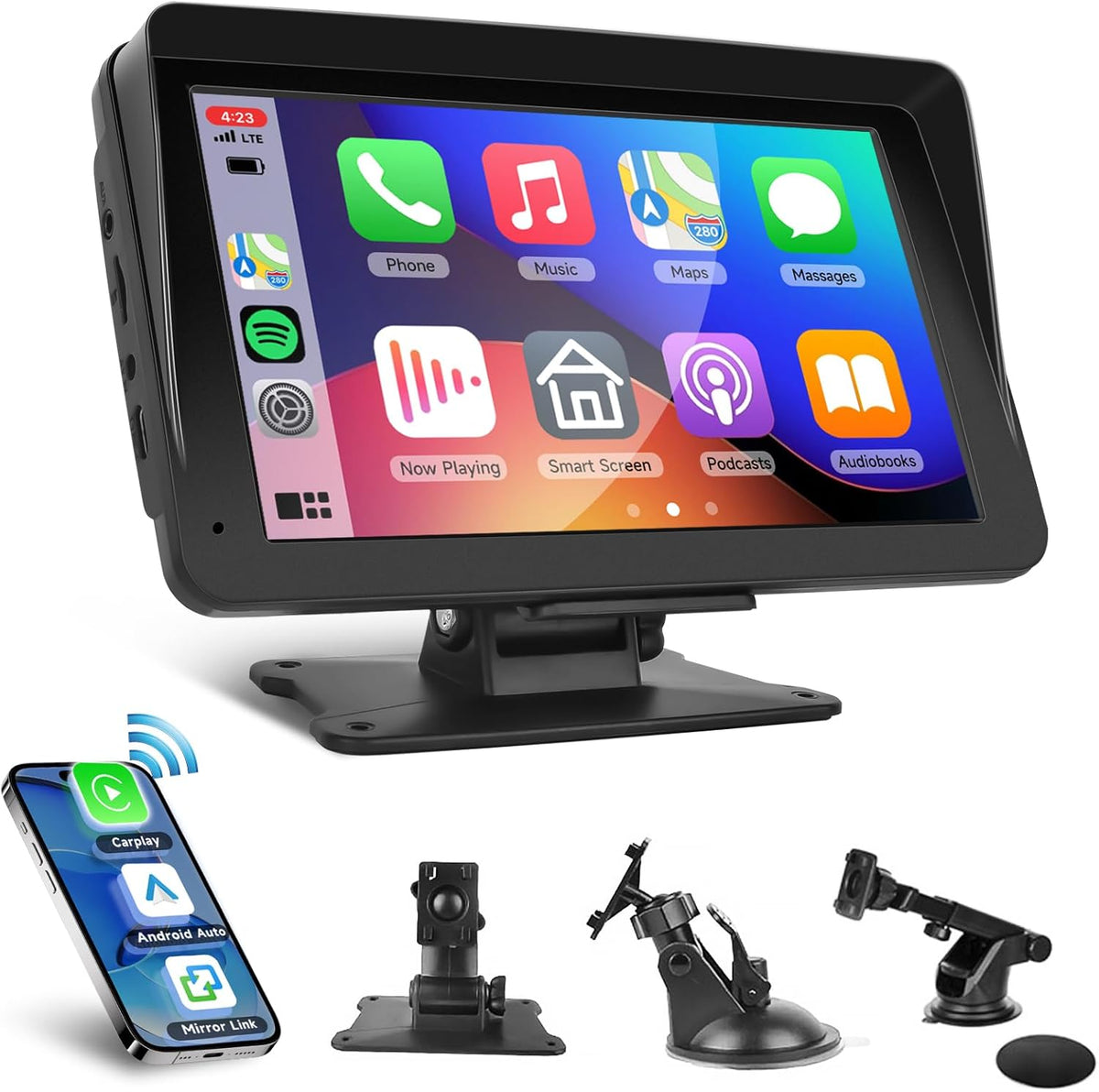 Hodozzy 7" Wireless CarPlay &amp; Android Auto Display – Touchscreen Autoradio
