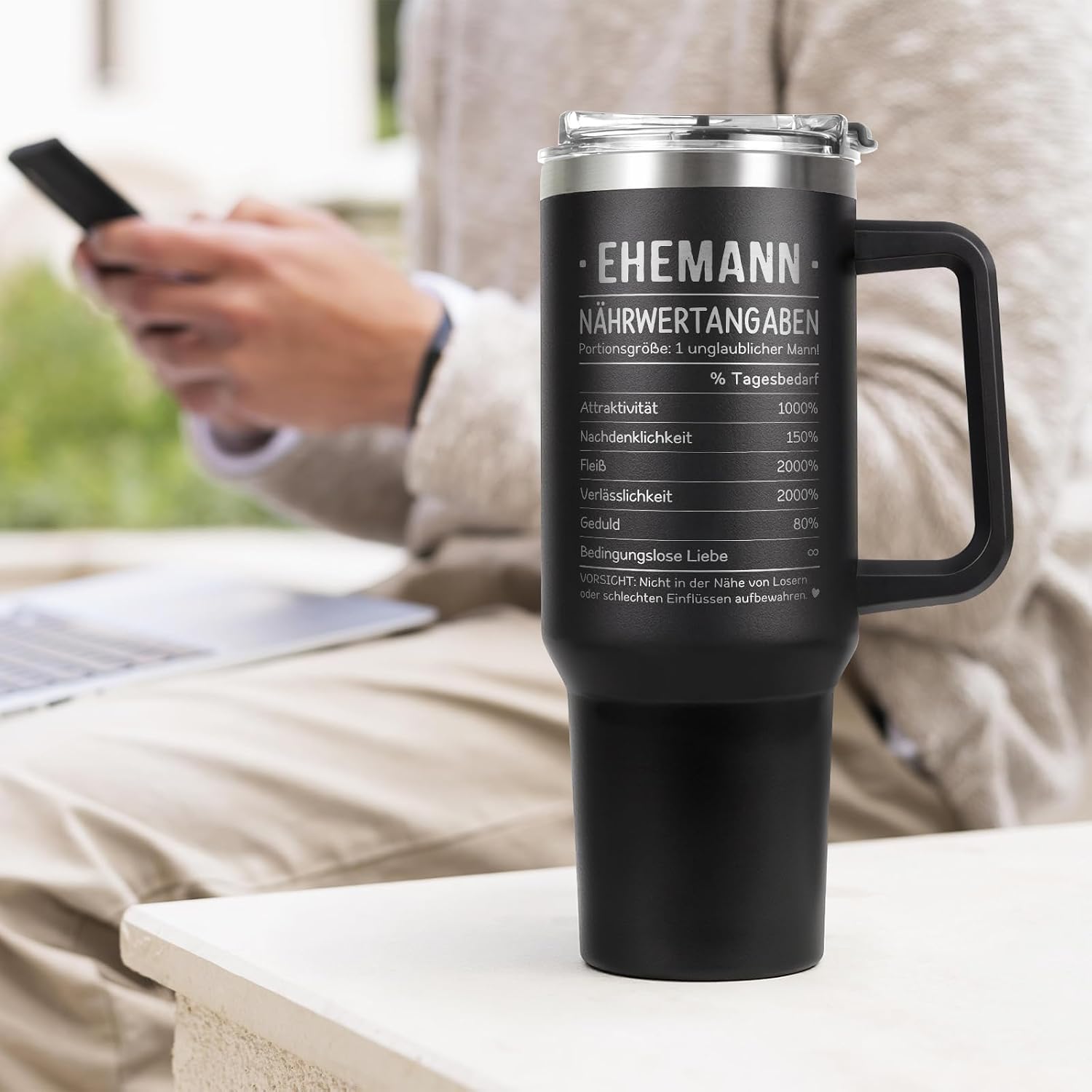 Thermobecher 1,2 L für den Ehemann – Das besondere Geschenk zum Vatertag, Hochzeitstag oder Geburtstag