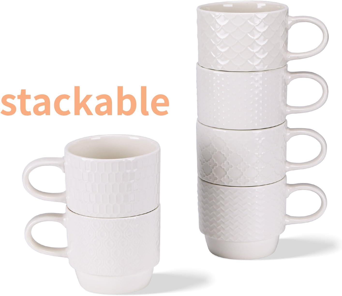 EYMPEU Kaffeetassen-Set – 6 elegante Bone-China-Tassen à 300 ml im Geschenkset