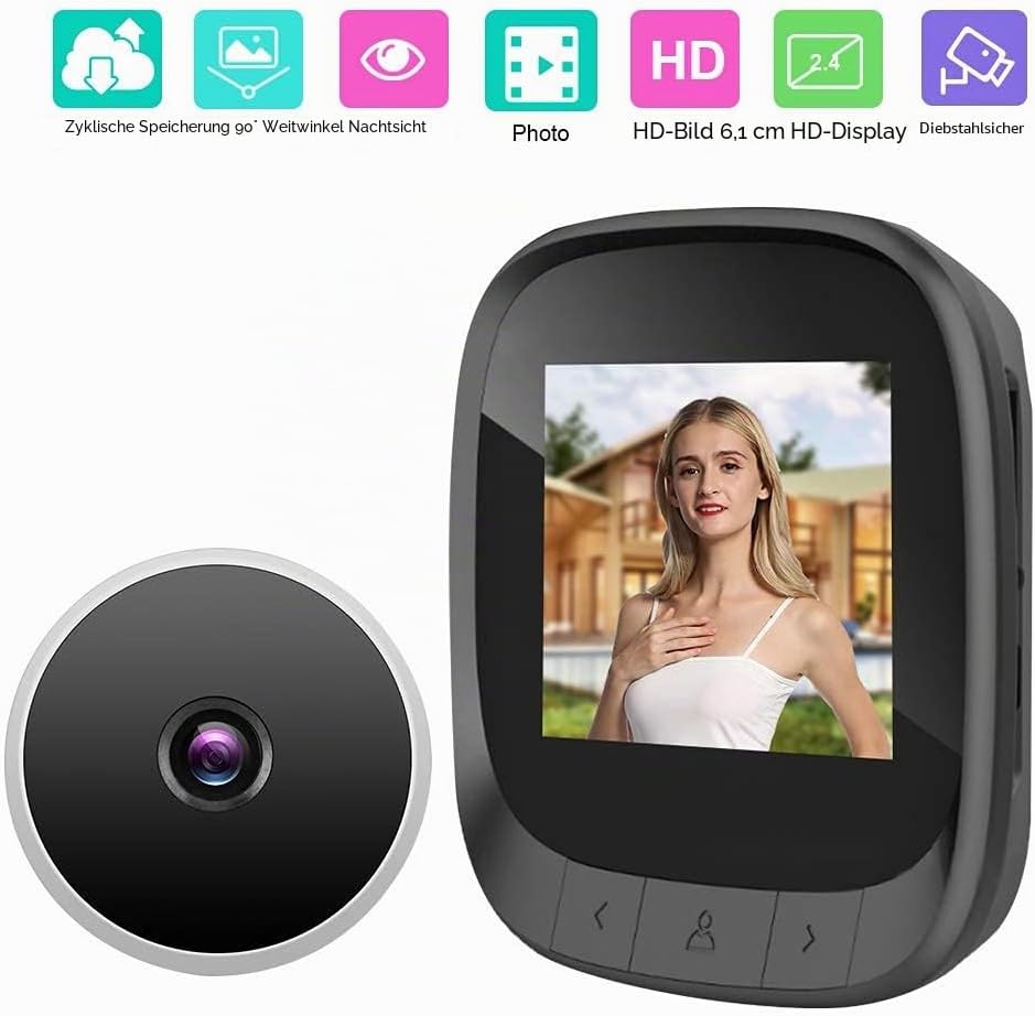 Digitaler Türspion mit 2,4" TFT-LCD – HD-Kamera | Elektronischer Türviewer mit Aufnahmefunktion & 90° Weitwinkel