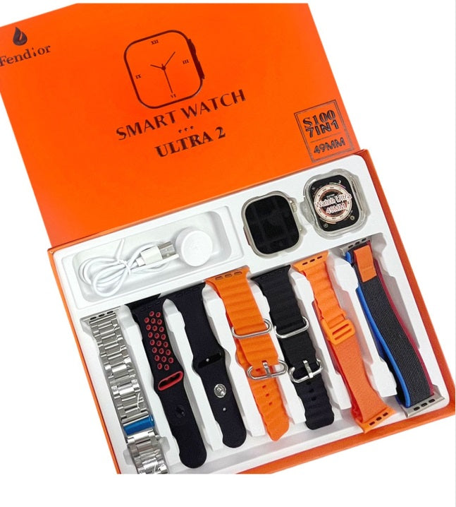 Fendior Smart Watch Ultra 2 mit 7 Armbändern, 49 mm, mit Silikon-Uhrenschutzhülle und Fitpro-App
