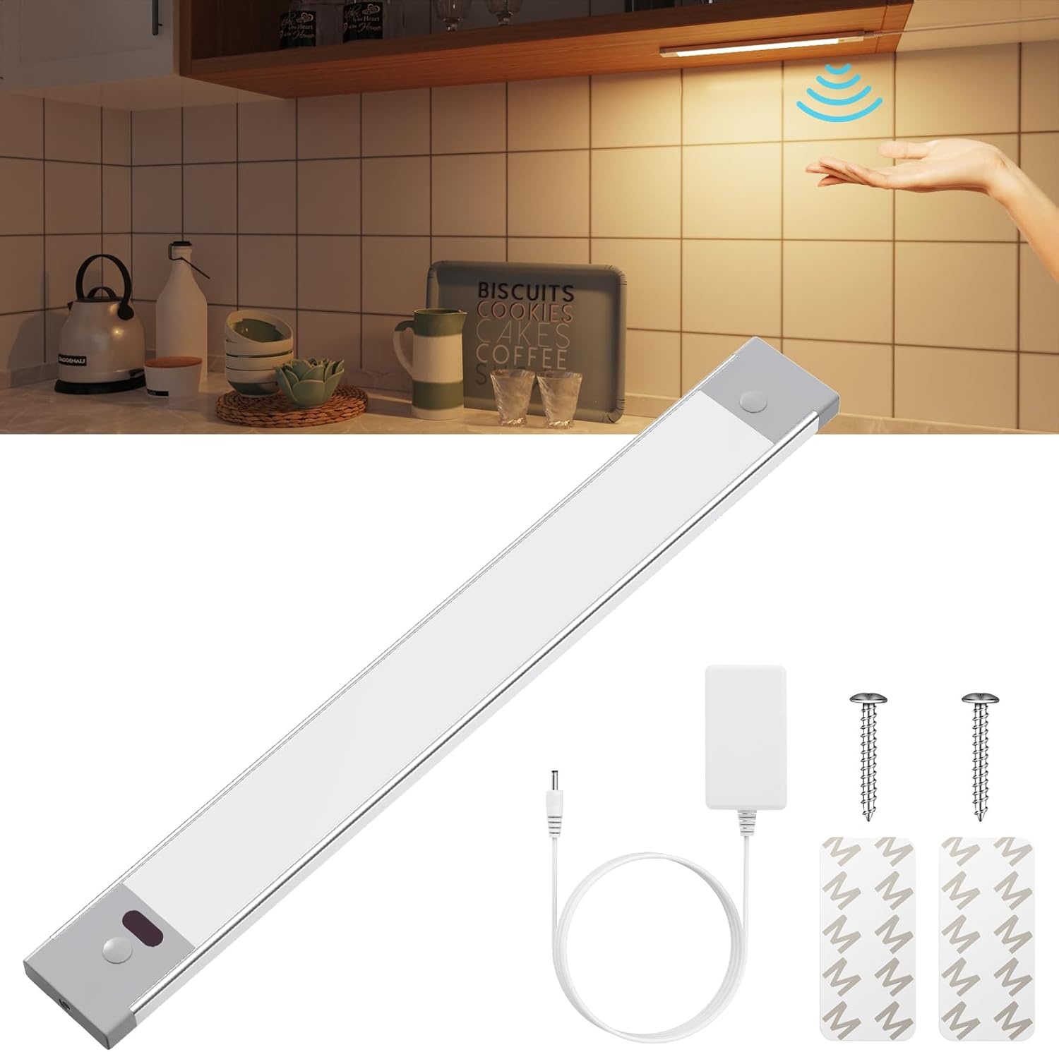 2 LED Unterbauleuchte 30 cm – Smarte Schrankbeleuchtung mit Berührungslosem Sensor & Dimmfunktion