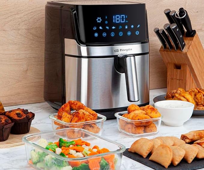 Design Heißluft Fritteuse Edelstahl Look ORBEGOZO FDR 67