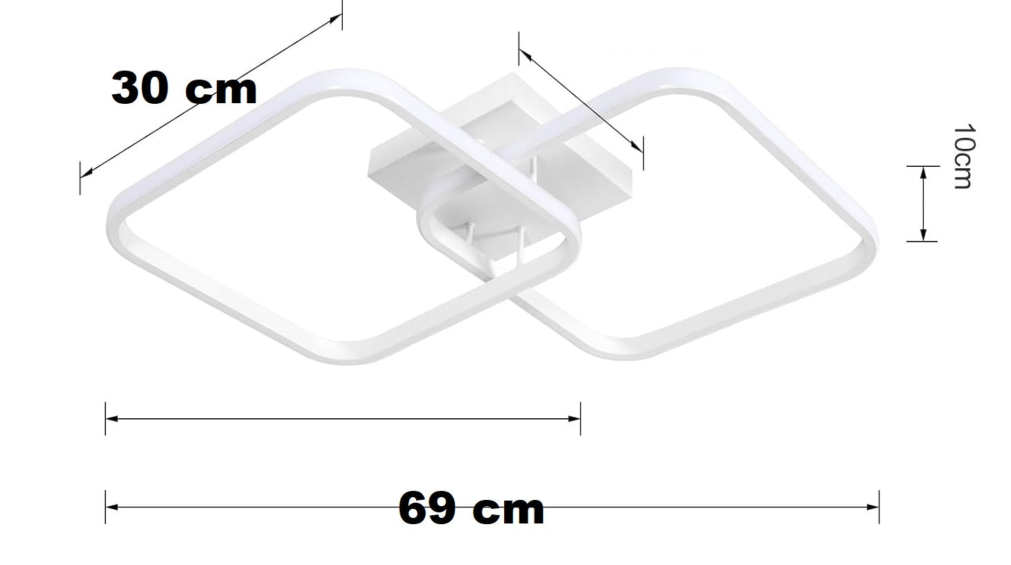 Große LED Deckenleuchte 65 cm – Modernes Quadratisches Design, Kaltweißes 6500K Licht und Gleichmäßige Raumausleuchtung