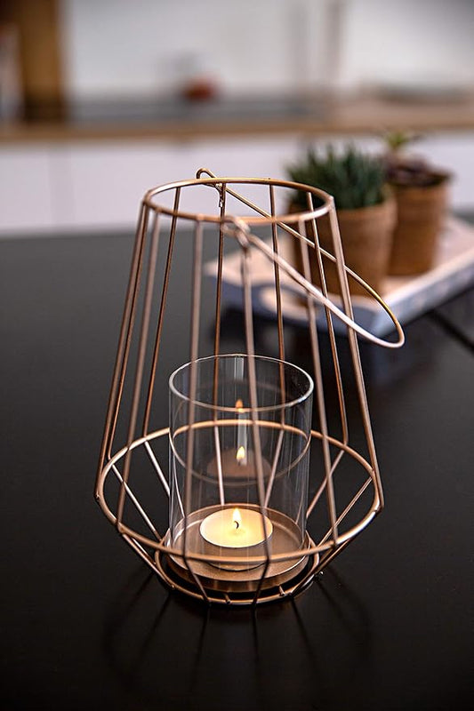 Heitmann Deco Metall-Windlicht ** Goldene Laterne zum aufhängen oder hinstellen ** Incl. Glaseinsatz **