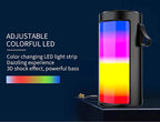 ZQS1201 Bluetooth-Lautsprecher 5W – Tragbare Musikbox mit RGB-LED-Licht, 1500 mAh Akku, USB, Micro-SD, FM-Radio & Freisprechfunktion – Schwarz