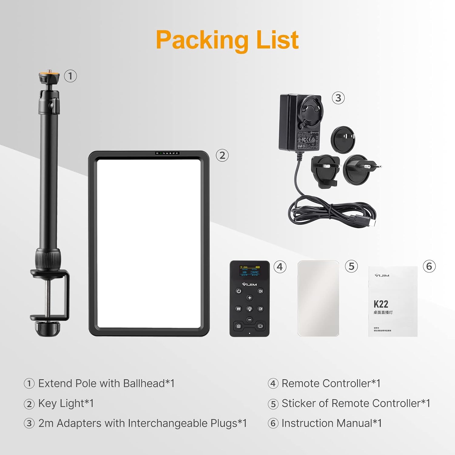 VIJIM K22 Key Light LED Videoleuchte mit Fernbedienung – Professionelles Studio-Licht für Streaming, Video & Fotografie
