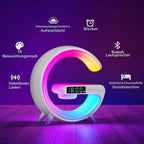 Intelligente 4-in-1 LED-Nachttischlampe mit Bluetooth-Lautsprecher & kabelloser Ladestation