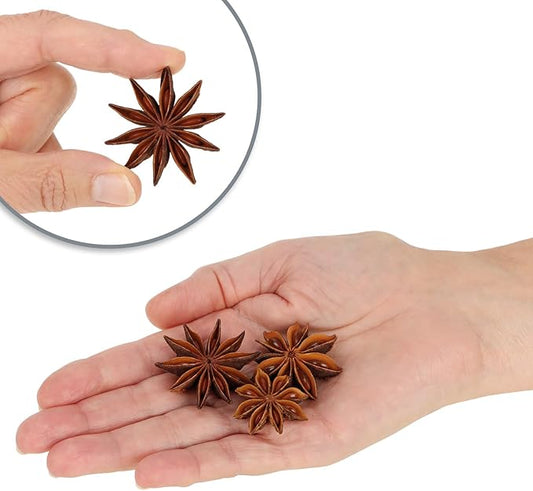 com-four® 100x Sternanis - weihnachtliche Streudeko - kleine Gewürz-Sterne zum Verzieren von Kränzen, Geschenken und als Tischdeko - Anis-Sterne für DIY-Projekte (100x Anisstern)