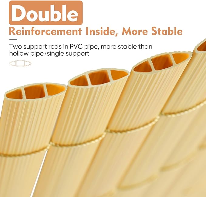 PVC Sichtschutzmatte 100x400cm Doppelte Verstärkung Innen, Balkon / Sichtschutzzaun Windschutz Wasserdicht ohne Bohren für Balkon Garten, Farbe: Bambus