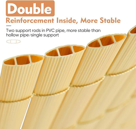 PVC Sichtschutzmatte 100x400cm Doppelte Verstärkung Innen, Balkon / Sichtschutzzaun Windschutz Wasserdicht ohne Bohren für Balkon Garten, Farbe: Bambus