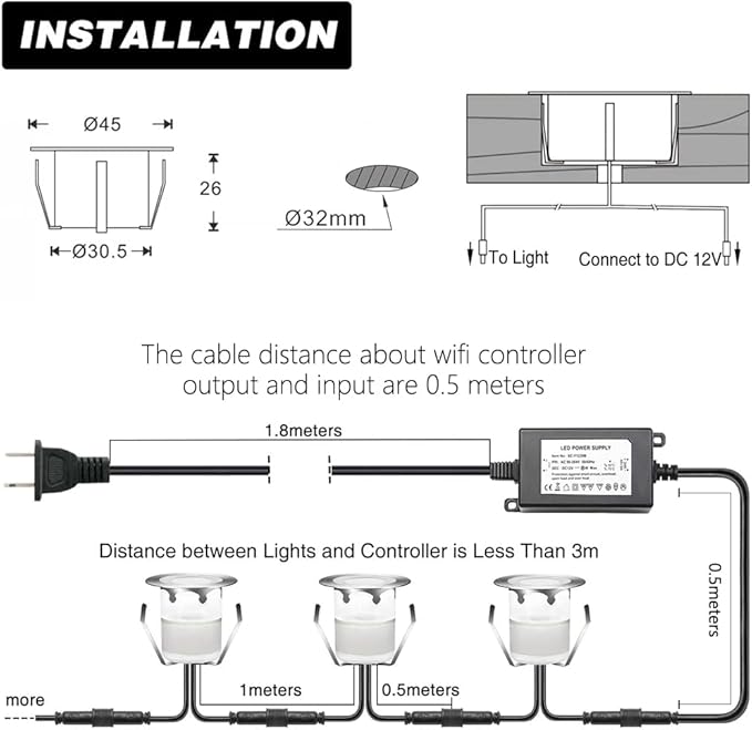 WIFI RGB LED Terrassen-Einbaustrahler – 10er Set | Smarte Akzente für Innen & Außen