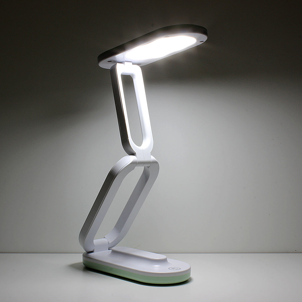 Dimmbare LED Schreibtischlampe USB & Akku betrieben I Faltbare Tischlampe 2 Modi Kalt- und Warm-Weiß