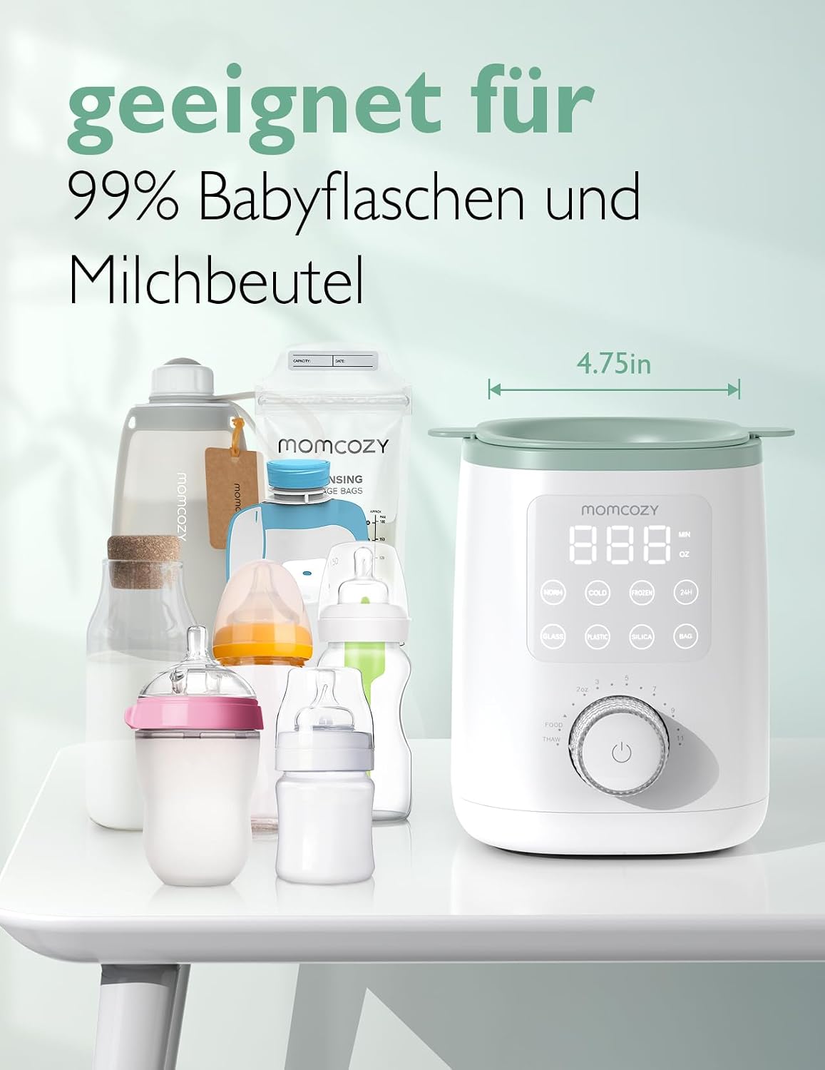 Momcozy MW02 9-in-1 Flaschenwärmer – Schnelles und präzises Erwärmen für Milch & Babykost