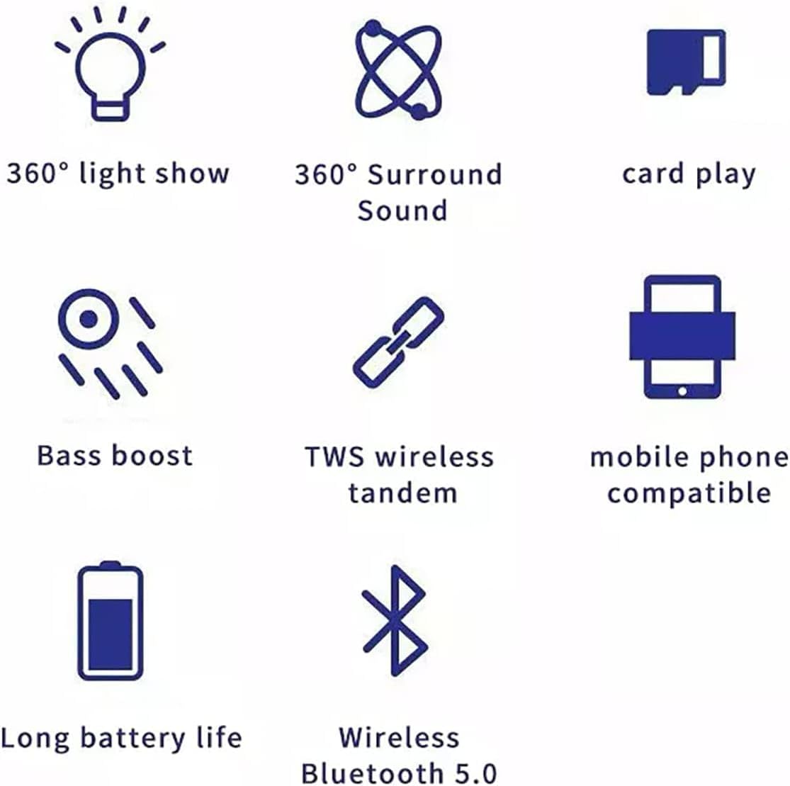 ZQS1201 Bluetooth-Lautsprecher 5W – Tragbare Musikbox mit RGB-LED-Licht, 1500 mAh Akku, USB, Micro-SD, FM-Radio & Freisprechfunktion – Schwarz