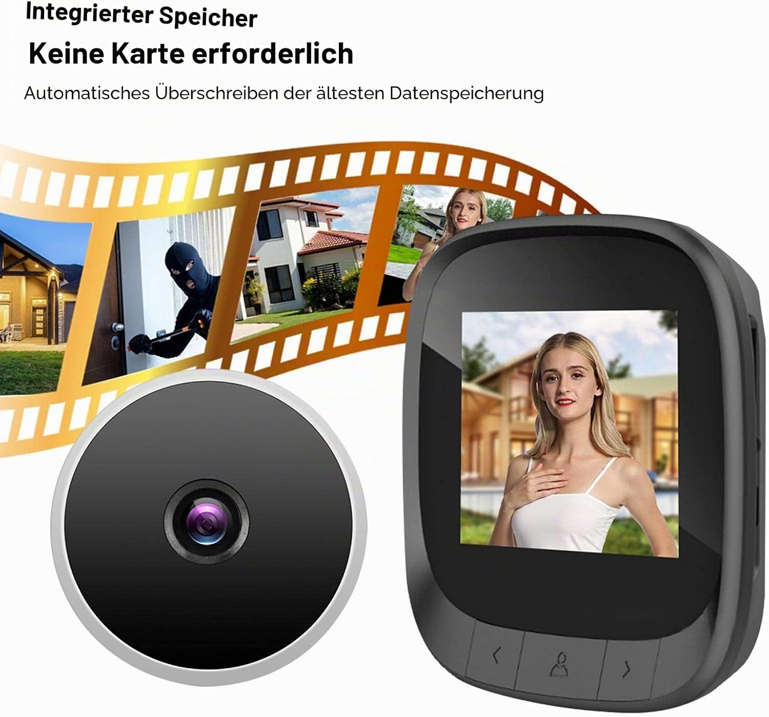 Digitaler Türspion mit 2,4" TFT-LCD – HD-Kamera | Elektronischer Türviewer mit Aufnahmefunktion & 90° Weitwinkel