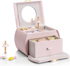Vlando Musik-Schmuckschatulle mit drehender Ballerina – Abschließbare Schmuckbox für Kinder | Spieluhr mit Melodie | Schmuckkästchen für Ringe, Armbänder & Halsketten