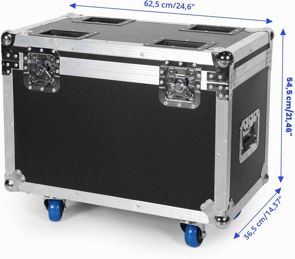 Flightcase mit Rollen 2-in-1 für 2 × 19x15W Moving Head Wash LED – Schwarz