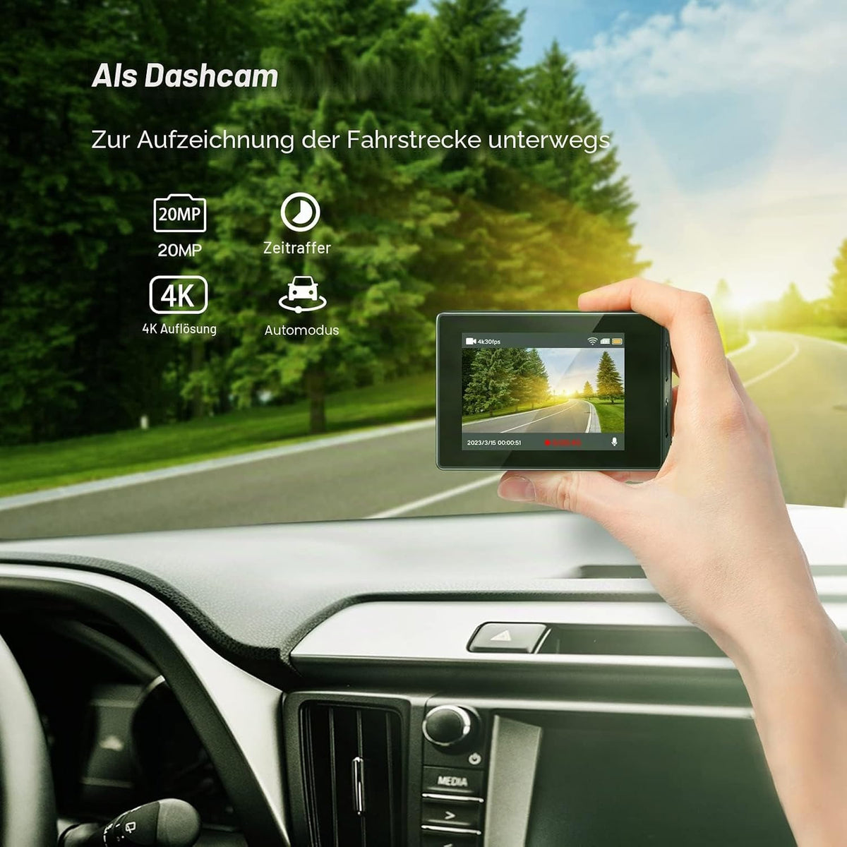 Surfola SF230 4K Action Cam – 20 MP,  WiFi & bis 40 m wasserdicht