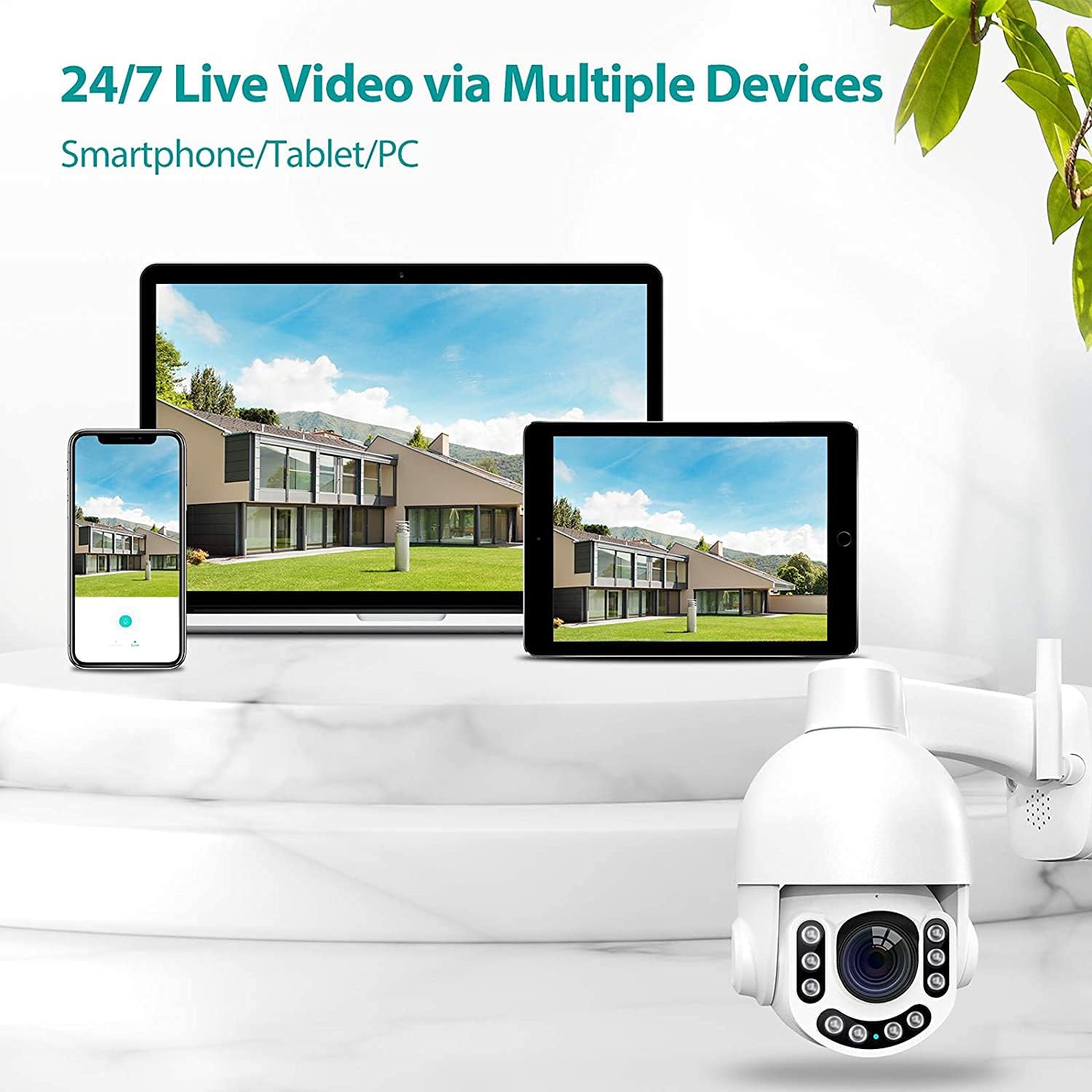 NETVUE WiFi Überwachungskamera Außen – 2K 3MP PTZ 360° Dome-Kamera mit Farbnachtsicht, Personenerkennung & 2-Wege-Audio (B-Ware)