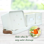 volila Fenster-Kräutergarten-Pflanzgefäß für den Innenbereich – Fenster-Kräuter-Pflanztöpfe für Zimmerpflanzen mit Ledergriffen und Etiketten – für Küchenfensterbank-Dekor, Zimmerpflanzen, Kräuter