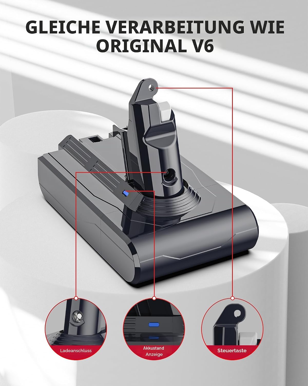 Morpilot 8000mAh Akku für Dyson V6, Ersatzakku für DC62 SV03 DC58 DC59 DC61 DC72 DC74 SV06 SV09 mit 3 waschbaren Filtern