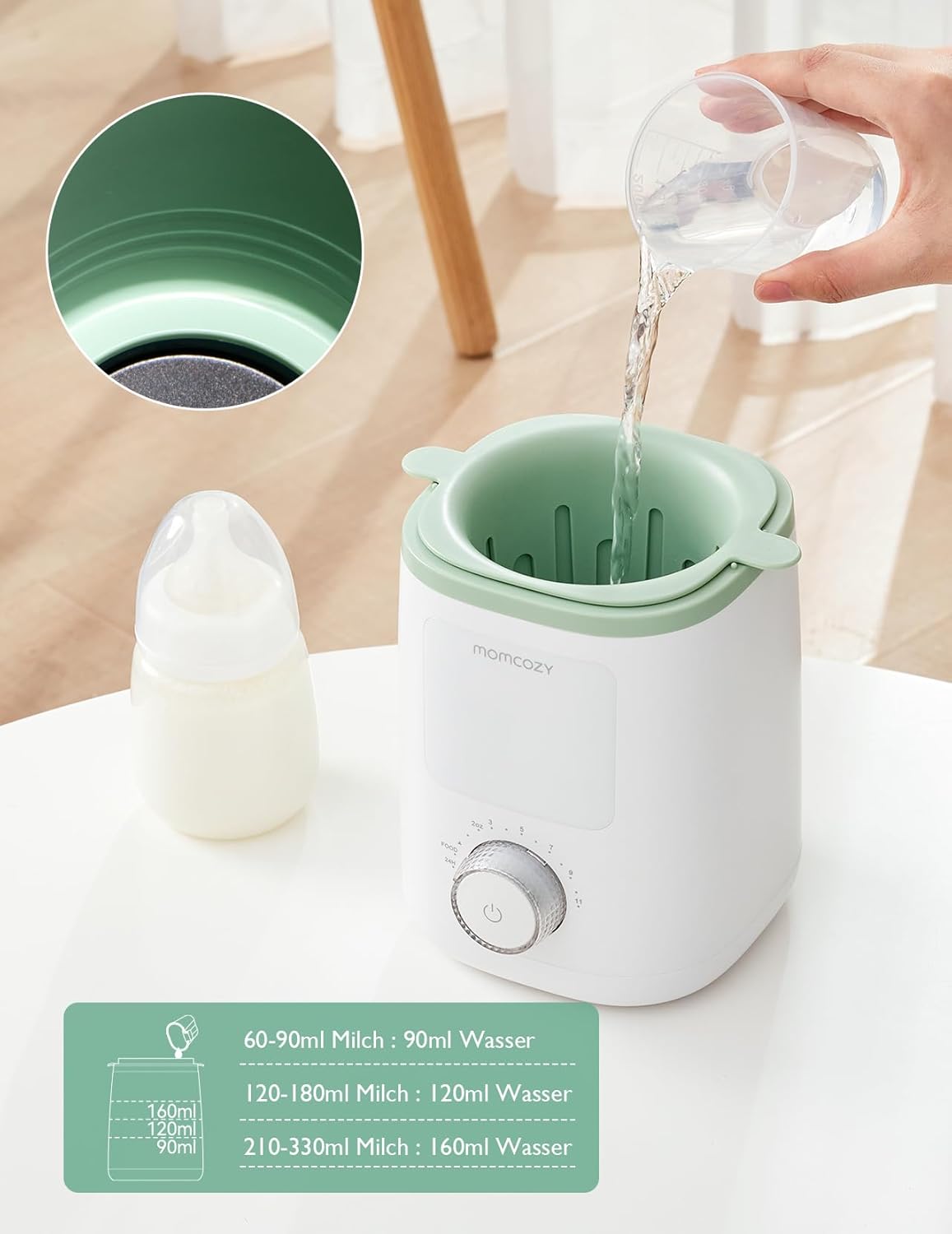 Momcozy MW02 9-in-1 Flaschenwärmer – Schnelles und präzises Erwärmen für Milch & Babykost