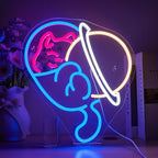 Neon-Schild „Space Cat“ – Galaktisches Licht für Katzenfans