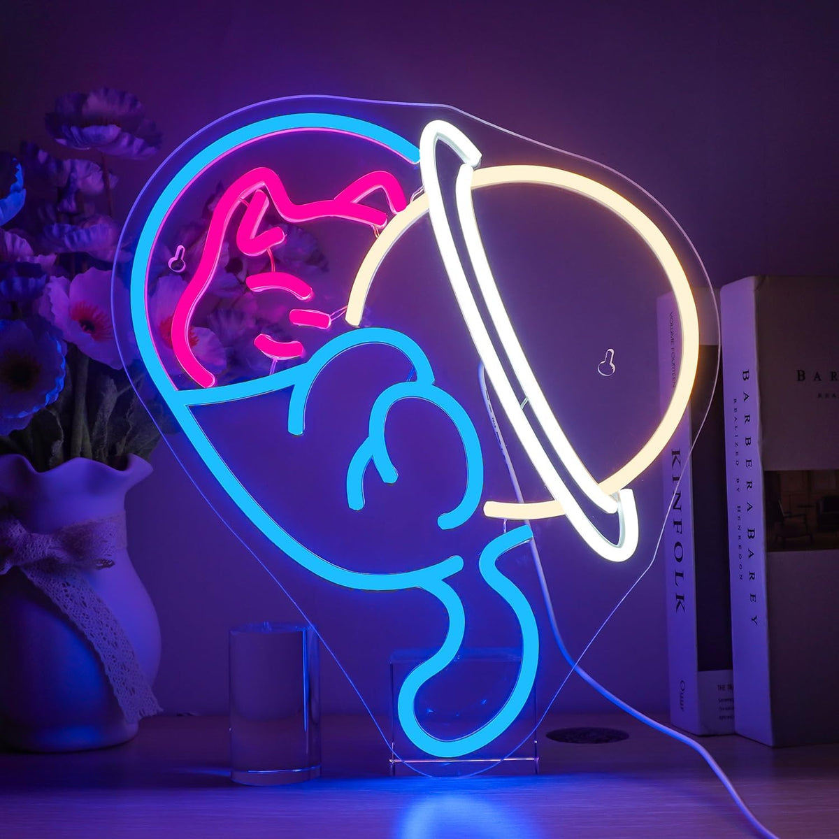 Neon-Schild „Space Cat“ – Galaktisches Licht für Katzenfans