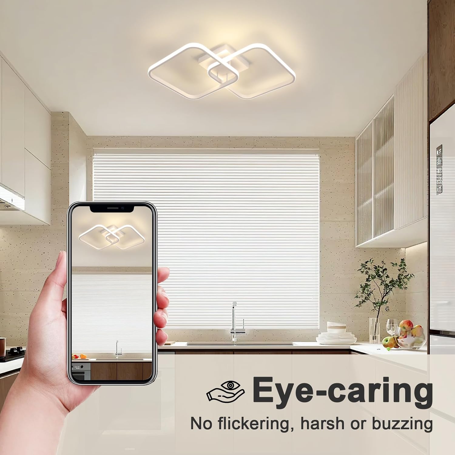 Große LED Deckenleuchte 65 cm – Modernes Quadratisches Design, Kaltweißes 6500K Licht und Gleichmäßige Raumausleuchtung