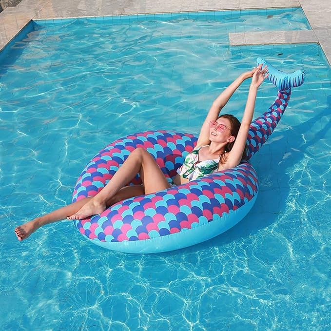 XXL Schwimmring 157 cm Meerjungfrau Flosse Luftmatratze Reifen Pool Aufblastier
