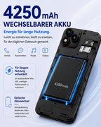 INVENS Note TK01 Smartphone ohne Vertrag – 6,52 Zoll HD+, 7 GB RAM + 32 GB Speicher, 4G LTE, Dual SIM, Android 12 – Blau