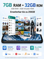 INVENS Note TK01 Smartphone ohne Vertrag – 6,52 Zoll HD+, 7 GB RAM + 32 GB Speicher, 4G LTE, Dual SIM, Android 12 – Blau