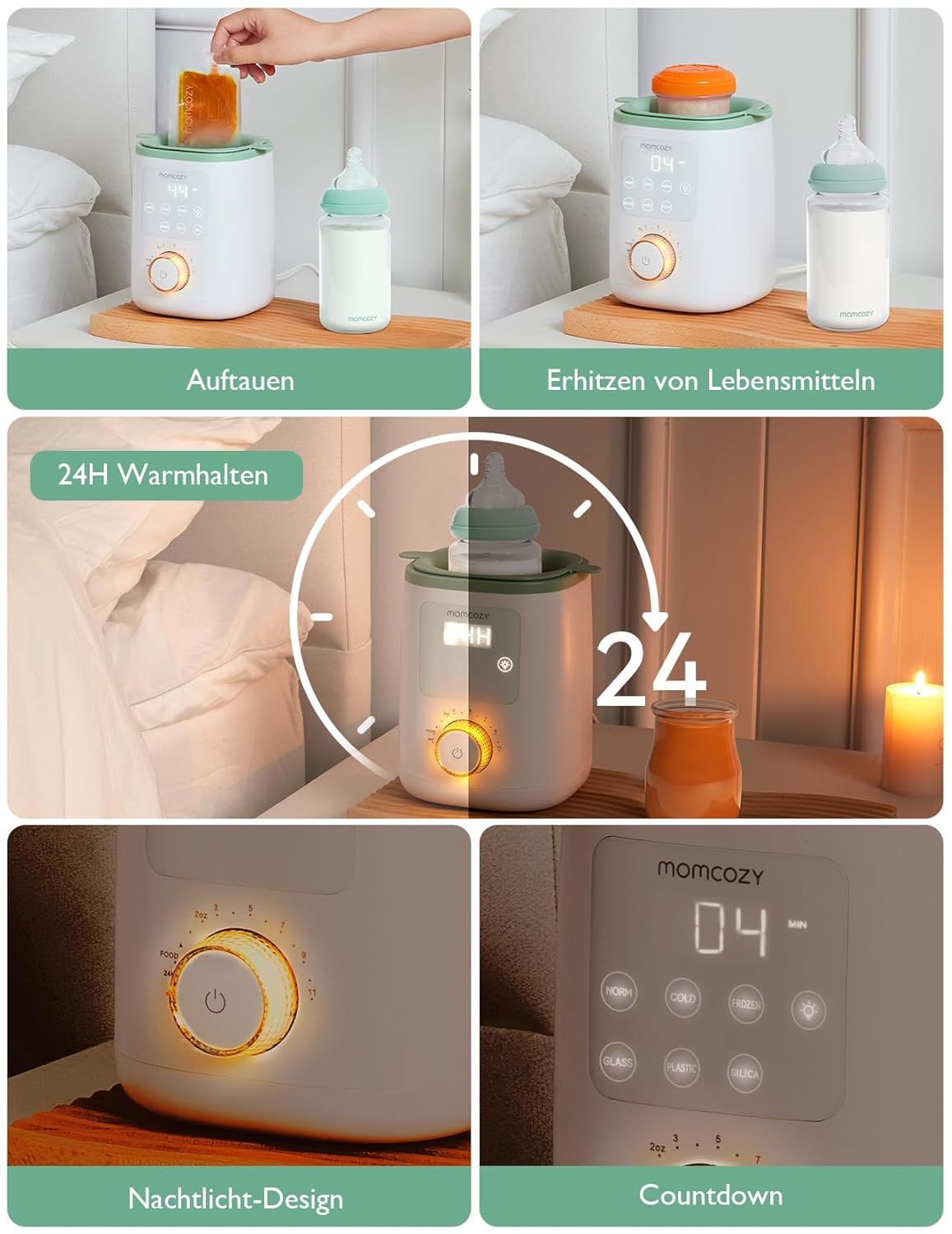 Momcozy MW02 9-in-1 Flaschenwärmer – Schnelles und präzises Erwärmen für Milch & Babykost
