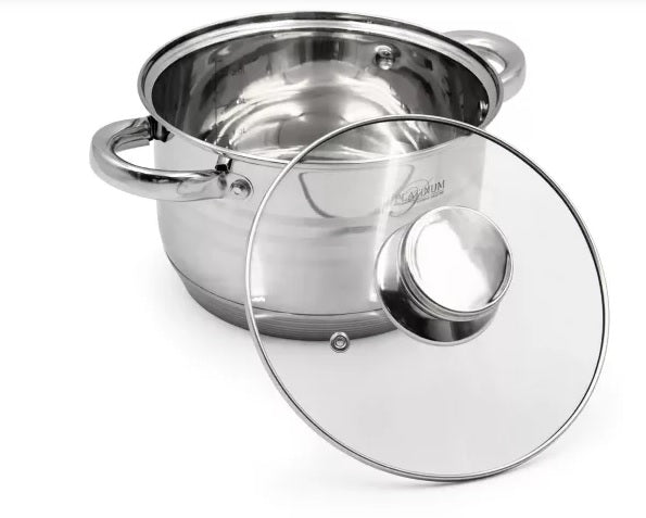 Platinum Cookware PL-12053G * 12-teiliges Kochgeschirr-Set aus Edelstahl mit Streifen-Akzent * Für ALLE Herdarten * UVP: 199,-€ *