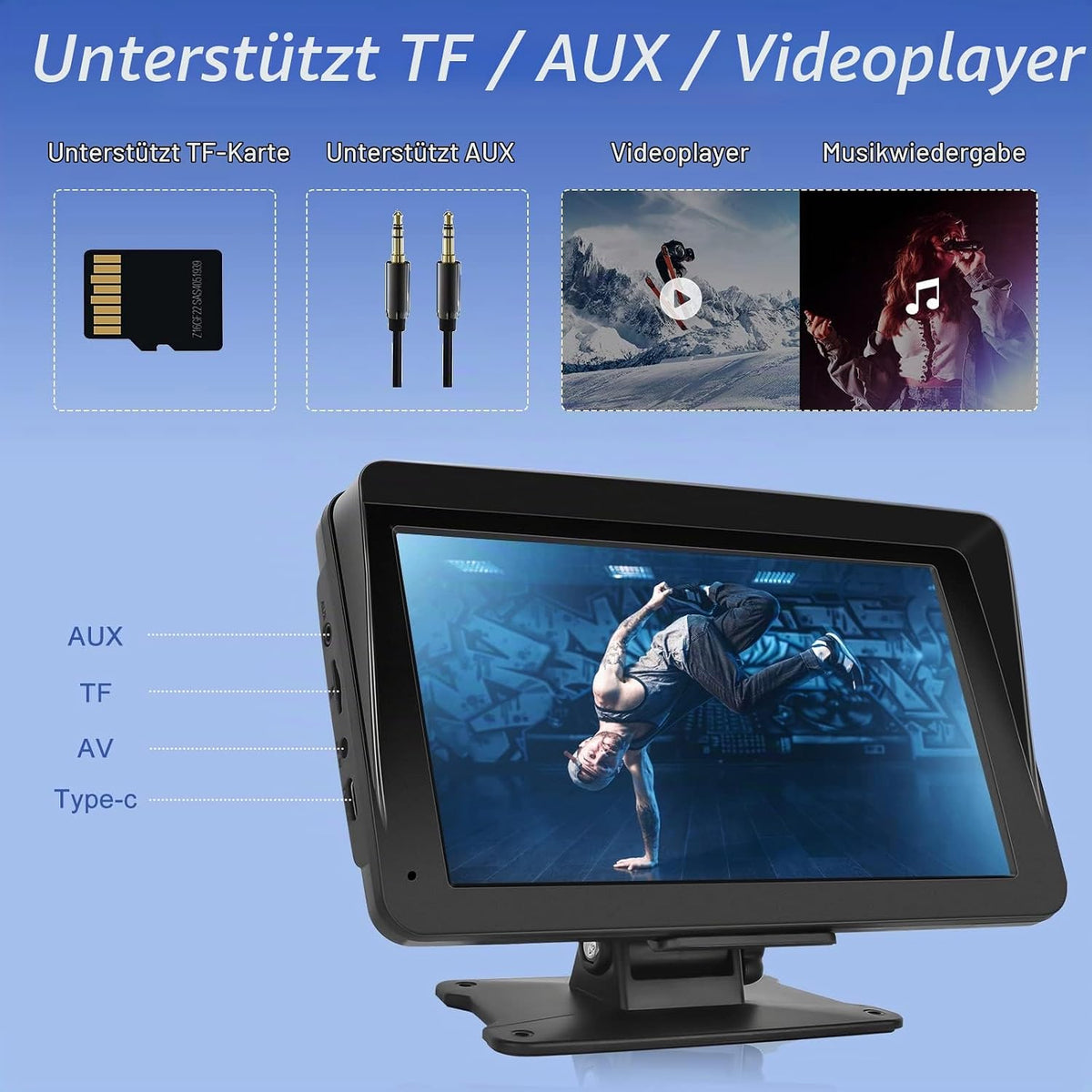 Hodozzy 7" Wireless CarPlay &amp; Android Auto Display – Touchscreen Autoradio