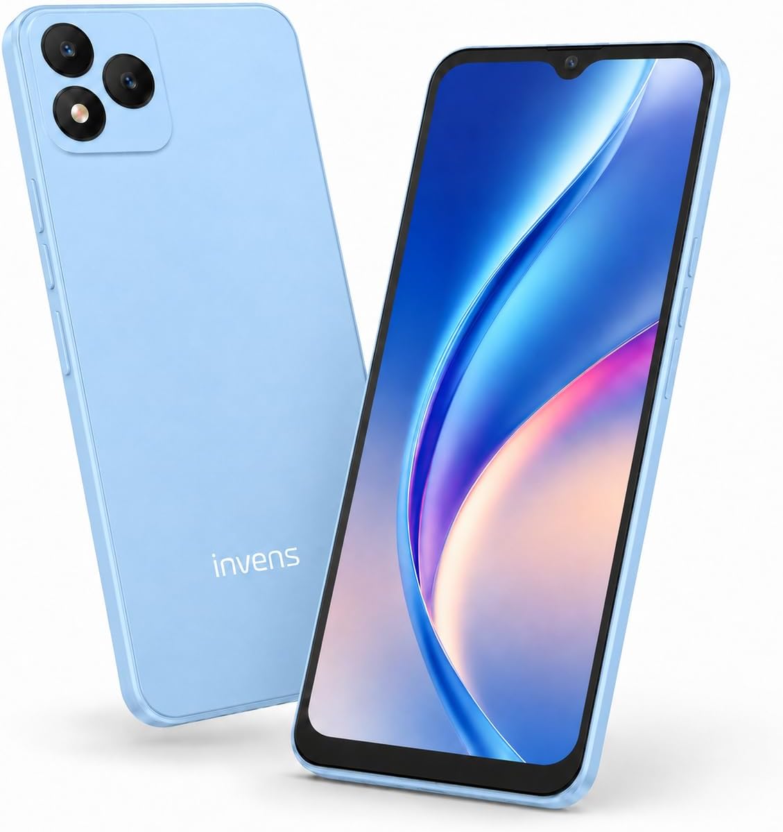 INVENS Note TK01 Smartphone ohne Vertrag – 6,52 Zoll HD+, 7 GB RAM + 32 GB Speicher, 4G LTE, Dual SIM, Android 12 – Blau