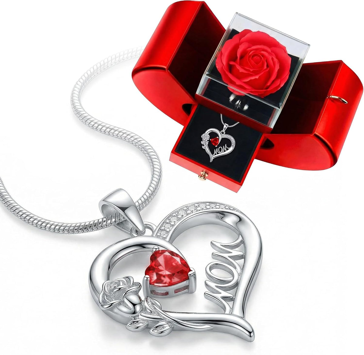 Geschenkset „Mama“ – Ewige Rose & Herzkette  Ein Geschenk von Herzen, das deine Liebe für Mama zum Ausdruck bringt. ❤️