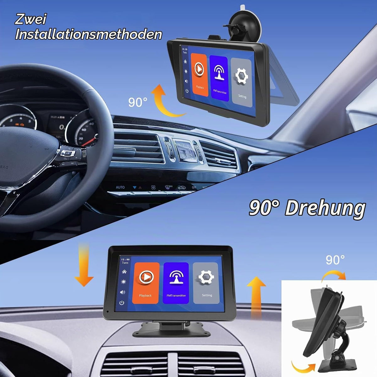 Hodozzy 7" Wireless CarPlay &amp; Android Auto Display – Touchscreen Autoradio