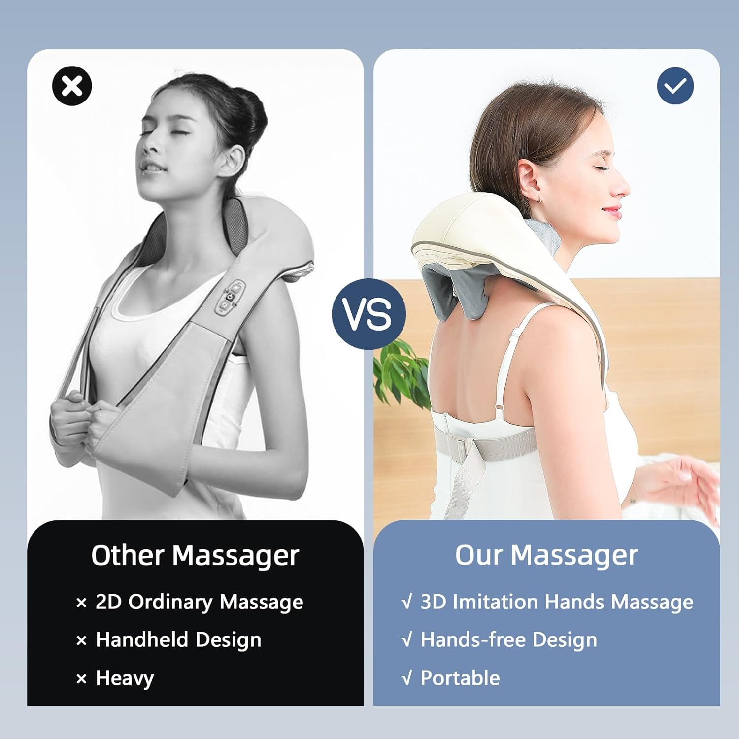 Nackenmassagegerät mit Wärme, Kabelloses Nackenmassagegerät zur Schmerzlinderung, elektrische Shiatsu Schulter Massagegerät mit verstellbaren Trägern für oberen unteren Rückens, Taillenmuskel white