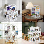 Ferris Wheel Frame Riesenrad Bilderrahmen – Drehbarer Vintage-Fotorahmen mit 12 Bildern in Weiß